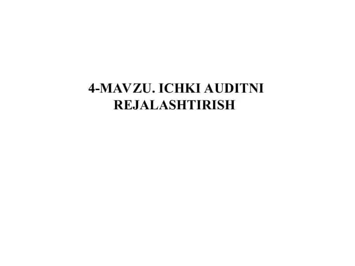 ICHKI AUDITNI REJALASHTIRISH