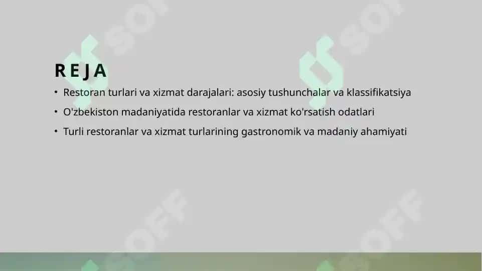 Restaranlarning turlari va xizmat kórsatish klasslari 2