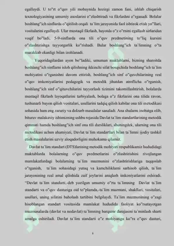 Boshlang’ich sinflarda “3- sinfda ona tili darslarida “Gap” mavzusini  o`rganish metodikasi” 7