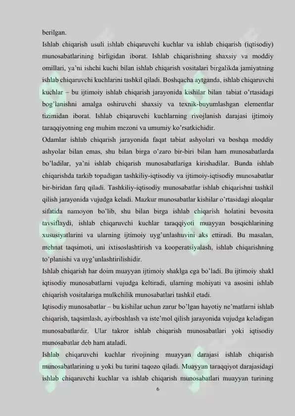 Ishlab chiqarish texnologik usullari. Industrial va noindustrial ishlab chiqarish 6
