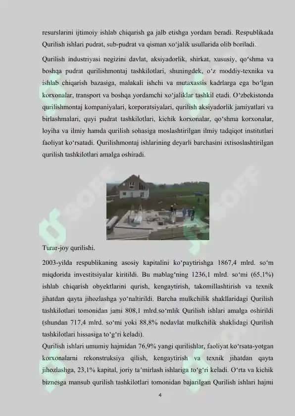 Qurilish sohasi va tarmoqlari. 4