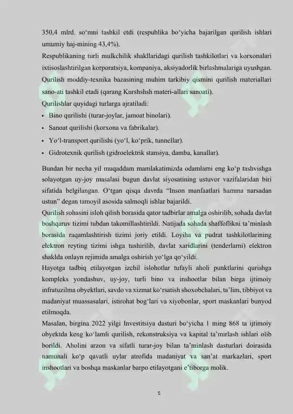 Qurilish sohasi va tarmoqlari. 5