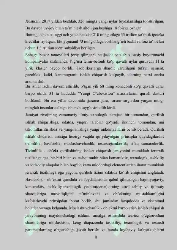 Qurilish sohasi va tarmoqlari. 8