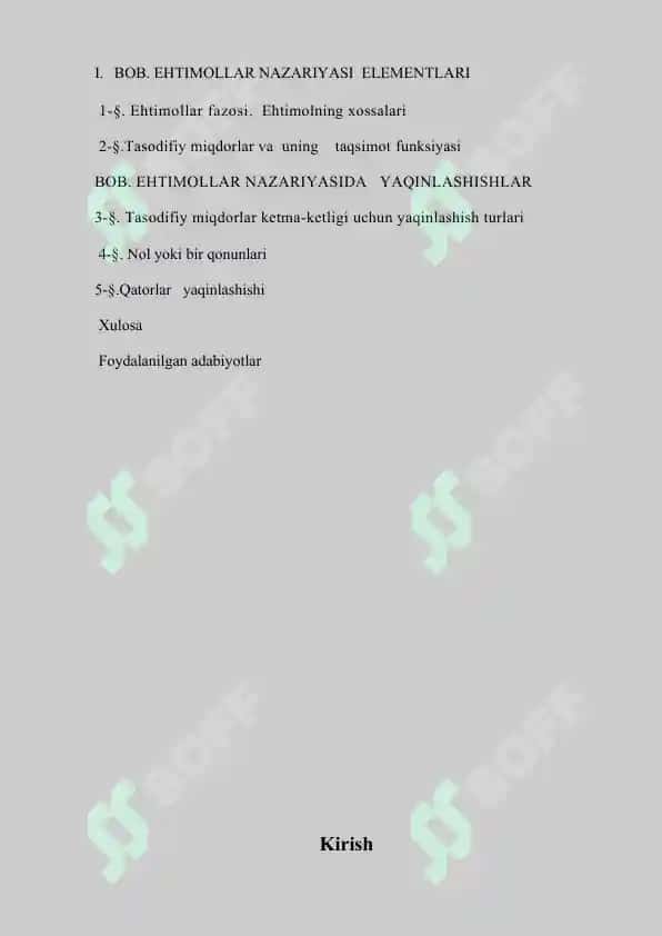 TASODIFIY MIQDORLAR KETMA KETLIGINING YAQINLASHISH TURLARI 6