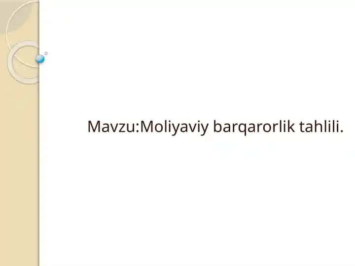 Moliyaviy barqarorlik tahlili