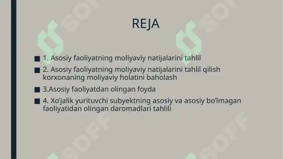 Asosiy faoliyatning moliyaviy natijalari tahlili 2