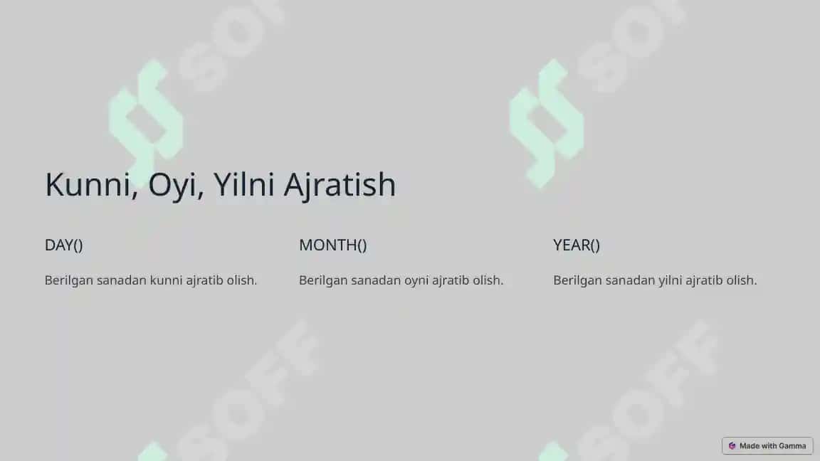 Excel'da Sana va Vaqt Funktsiyalari 4