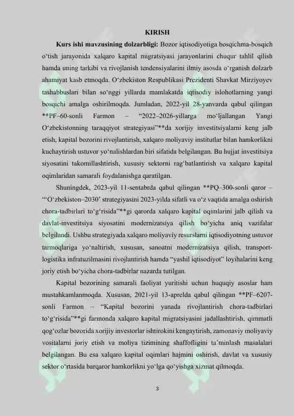 Xalqaro kapital migratsiyasi tarkibi va rivojlanish tendensiyalari 2
