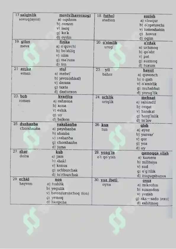 Davlat organlariga kirish uchun tayyorlov Psixologik testi 8