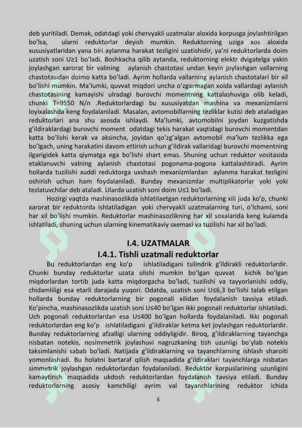 TEXNIK MEXANIKADAN KURS ISHI 8