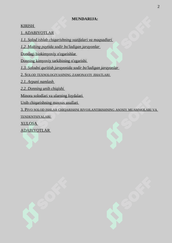 Maxsus tipdagi solod ishlab chiqarish texnalogiyasi 2