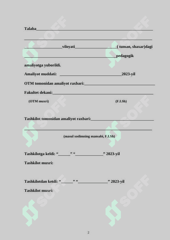 Pedagogika-psixologiya amaliyot kundaligi 2