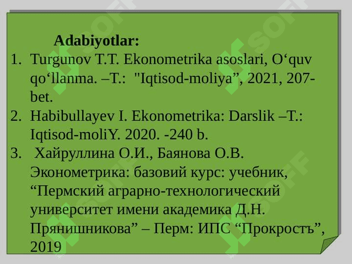 EKONOMETRIKADA EHTIMOLLAR NAZARIYASI VA MATEMATIK  STATISTIKA 3