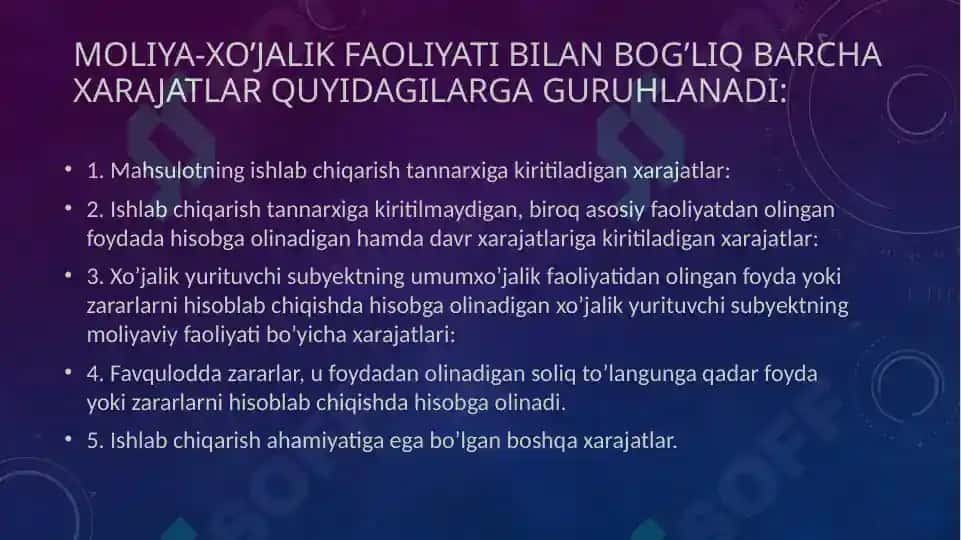 Mahsulot ishlab chiqarish va davr xarajatlari tahlili 4