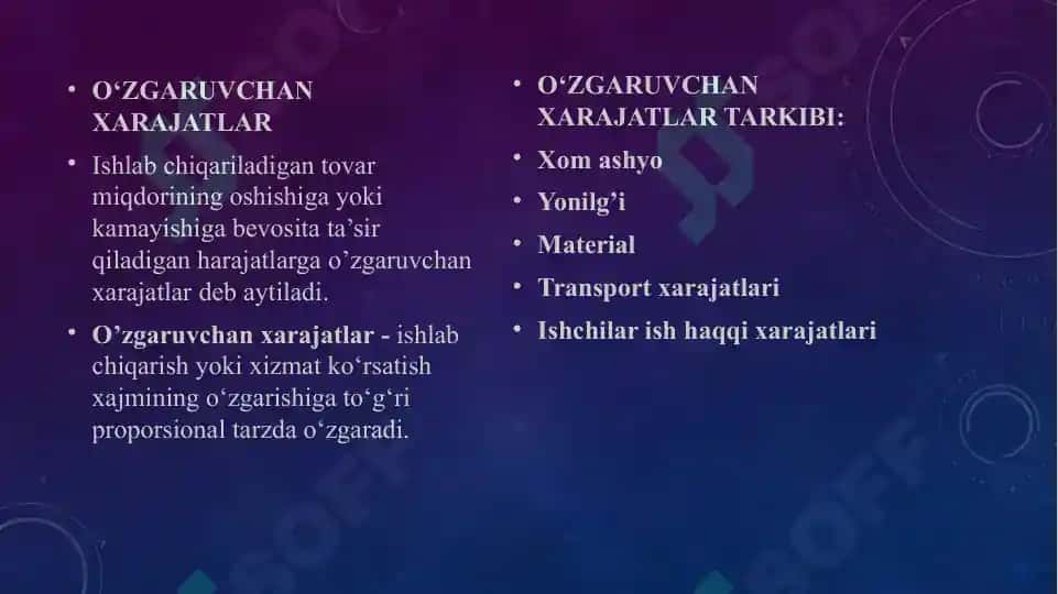 Mahsulot ishlab chiqarish va davr xarajatlari tahlili 8