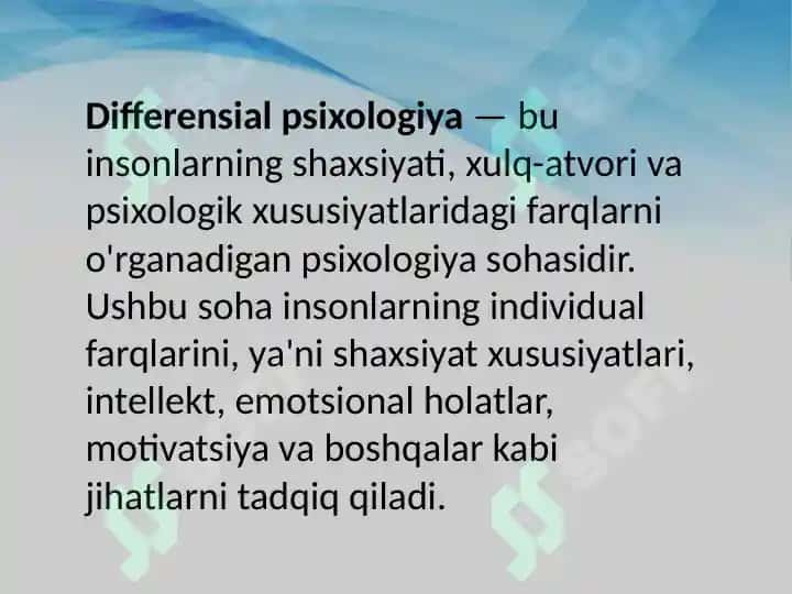 Differensial psixologiya usullarining tasnifi 3