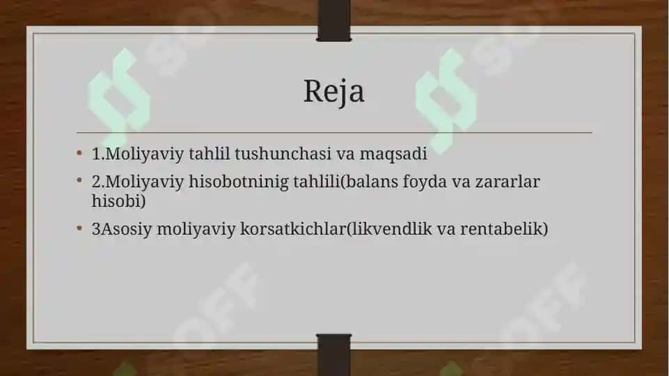 Moliyaviy va boshqaruv tahlili 2