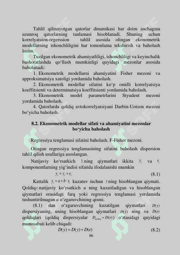 EKONOMETRIK MODELLARNI BAHOLASH 2