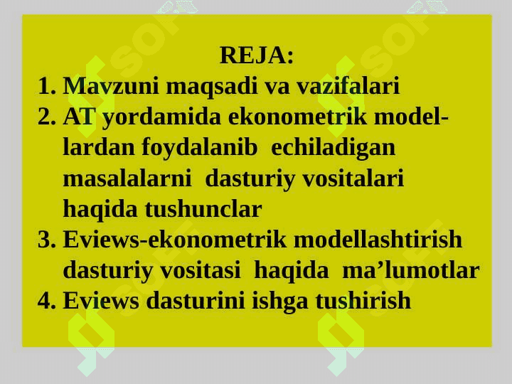 IQTISODIY MASALALARNI EKONOMETRIK MODELLASHTIRISH USULLARI YORDAMIDA YECHISHDA ZAMONAVIY DASTURLARDAN FOYDALANISH 2