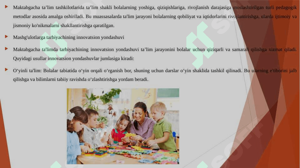 Maktabgacha ta'lim tashkilotlarida ta'lim shakli. Mashğulotga tarbiyachining inavatsion yondashuvi,Maktabgacha ta'lim tashkilotlarida ekskursiyani o’tkazish mazmuni 3