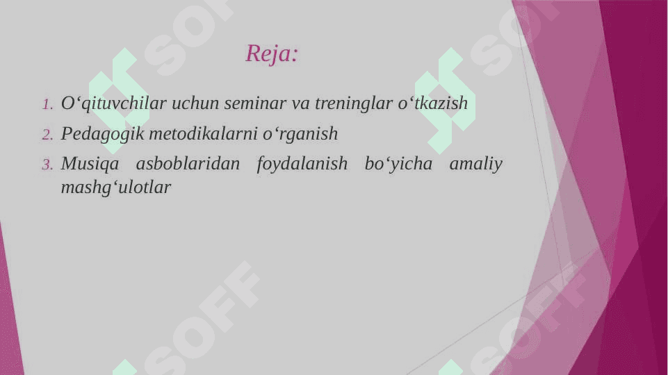 Ilk qadam davlat o'quv dasturi asosida faoliyat markazlarida maktabgacha yoshdagi bolalarni estetik rivojlantirishni tashkil qilish (Musiqa asboblaridan foydalanishga o'rgatish) 2