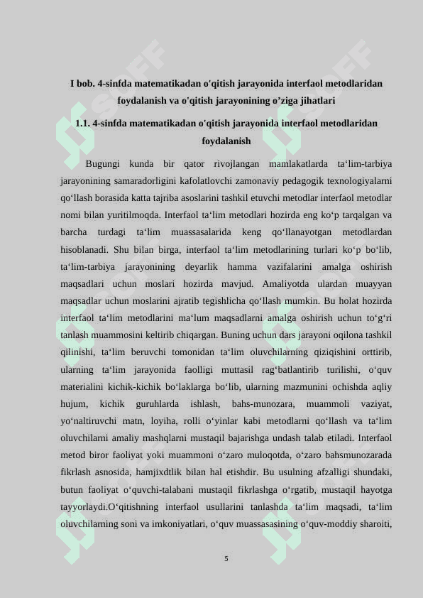 4-sinfda matematikadan o'qitish jarayonida mehnat tarbiyasini shakllantirish metodikasi.1 5