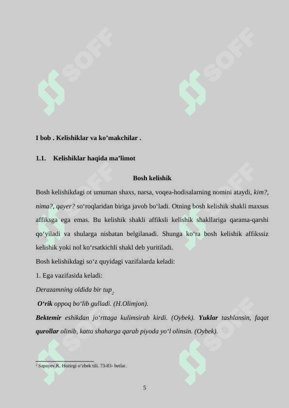 Kelishik va koʻmakchi sinonimiyasining taʼlim bosqichlari darsliklarida berilishi 5