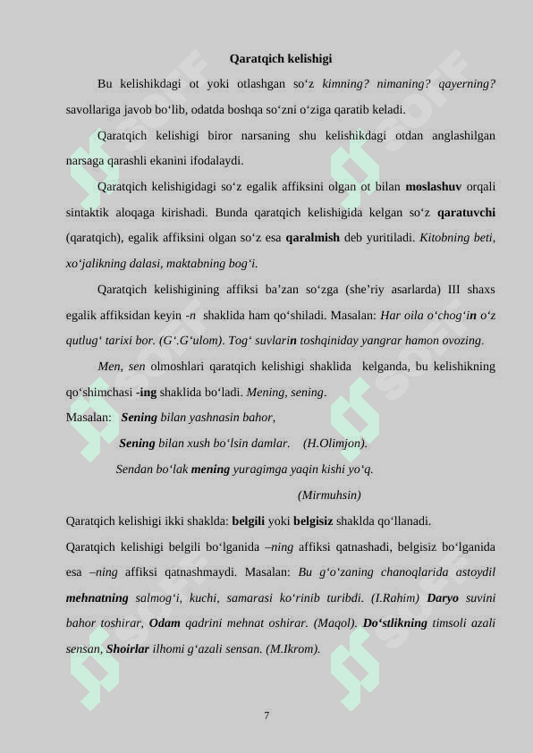 Kelishik va koʻmakchi sinonimiyasining taʼlim bosqichlari darsliklarida berilishi 7