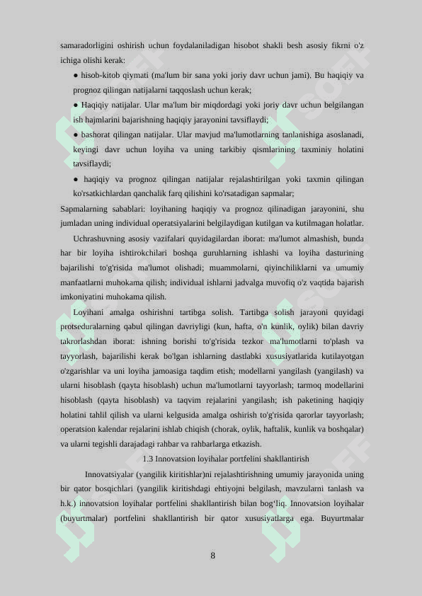 Innovatsion loyihalar portfelini shakllantirish 8
