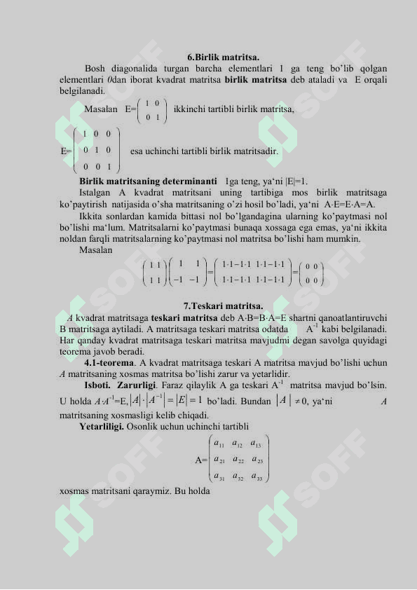 Matritsalar va ular ustida amallar 4