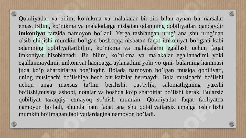 Qobiliyat va uning rivojlanishi 4
