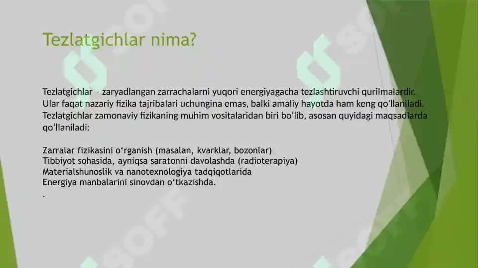 Tezlatgichlarning sanoatda va tibbiyotda qo'llanilishi 2