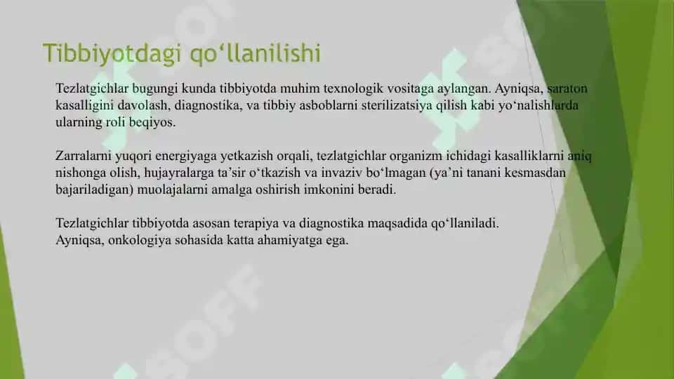 Tezlatgichlarning sanoatda va tibbiyotda qo'llanilishi 3