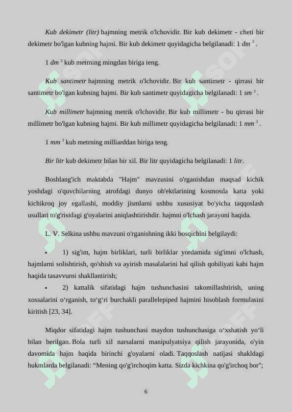 Boshlangʻich sinf matematika darslarida hajm tushunchasi oʻrgatish metodikasi. 6