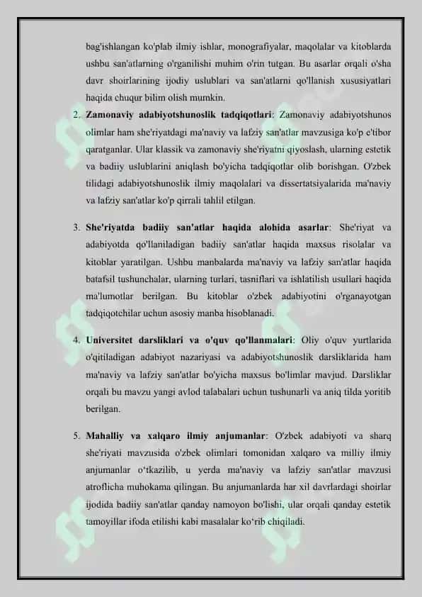 Sheriy san'atlar: ma'naviy va lafziy san'atlar 4
