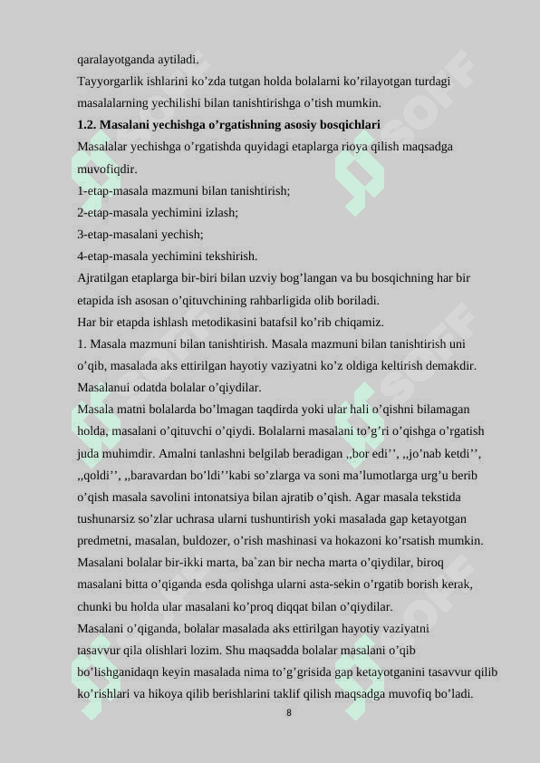 Boshlang'ich sinflarda matematikadan masala yechimini tekshirish asosida o'quvchilarni ijodiy ishlashga o’rgatish 8