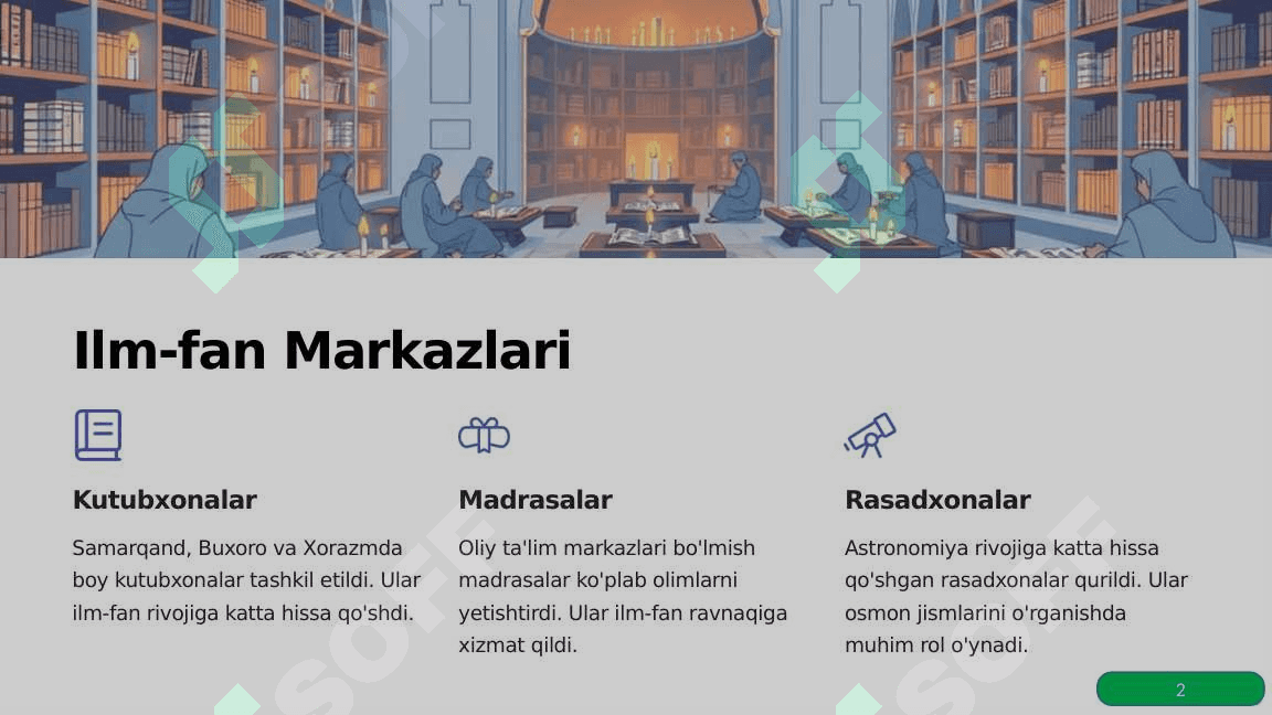 9-12 asrlarda Markaziy Osiyodagi Madaniy Uyg'onish 2