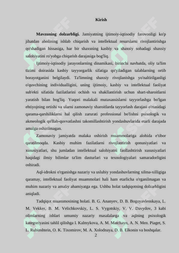 Intelektual harakatlarning rus olimlari tomonidan o'rganilishi. 2