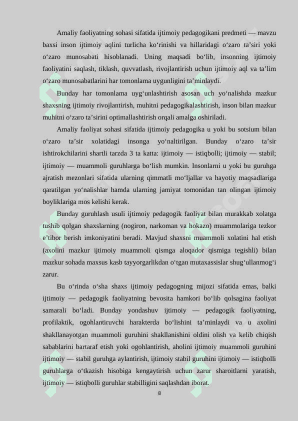 Ijtimoiy pedagogika integrallashgan bilim sohasi sifatida 8