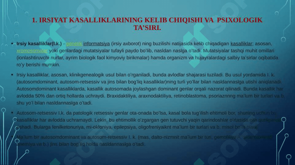Bolalarda irsiyat kasalliklari kechishida psixologik buzilishlar 3