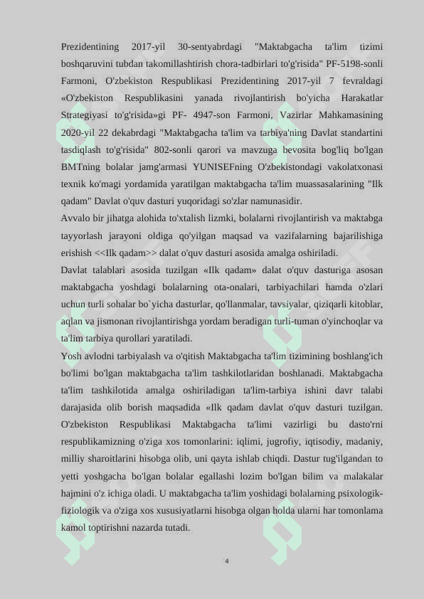Ilk qadam takomillashtirilgan davlat dasturida bolalarning jismoniy rivojlanishiga qoyiladigan talablarni guruhlarda o'rganish 4
