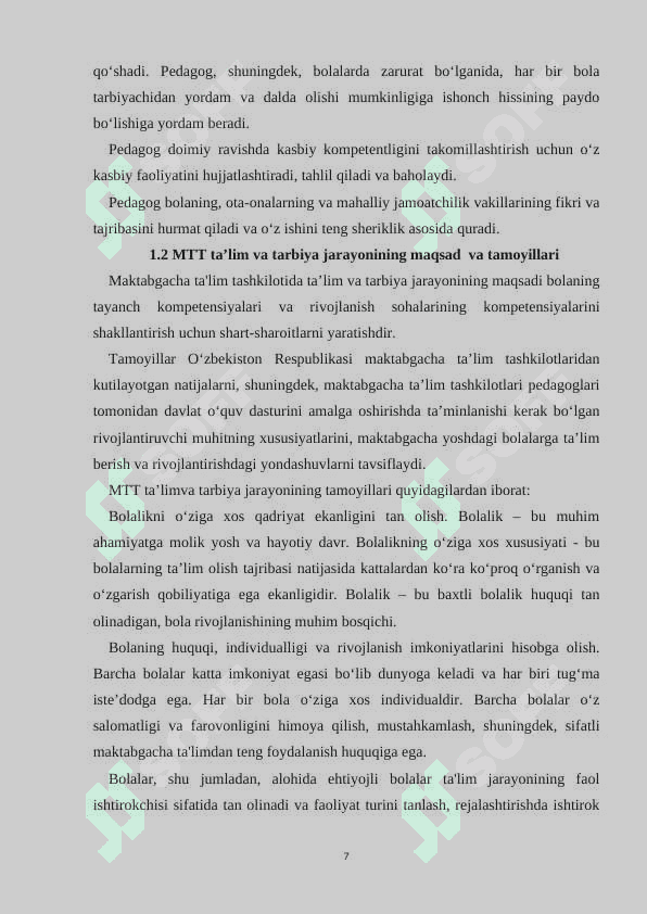 Ilk qadam takomillashtirilgan davlat dasturida bolalarning jismoniy rivojlanishiga qoyiladigan talablarni guruhlarda o'rganish 7