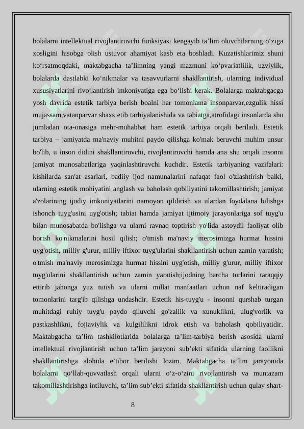 Maktabgacha ta’lim tashkilotlarida estetik tarbiya berishning ahamiyati 8