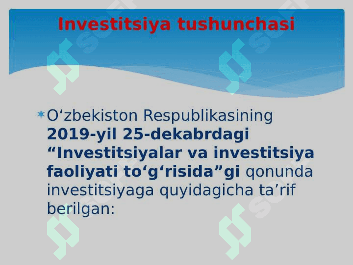 Investitsion faoliyat faniga kirish. 5
