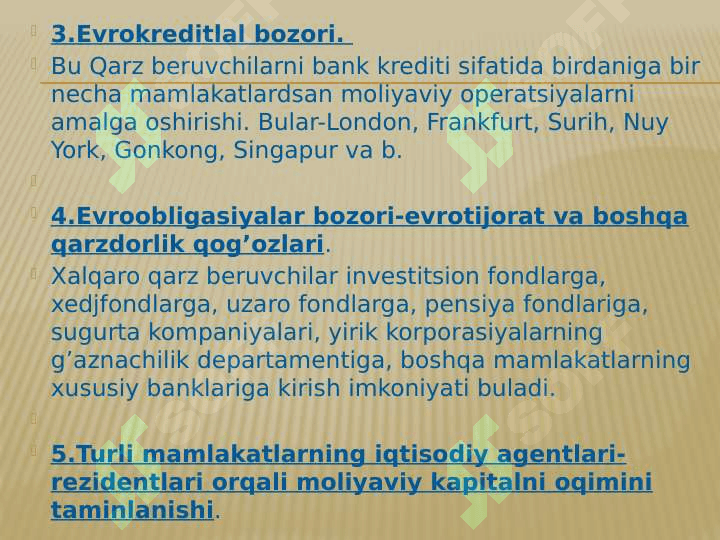 Jahon investitsiya bozorining investitsion resurslari. 5