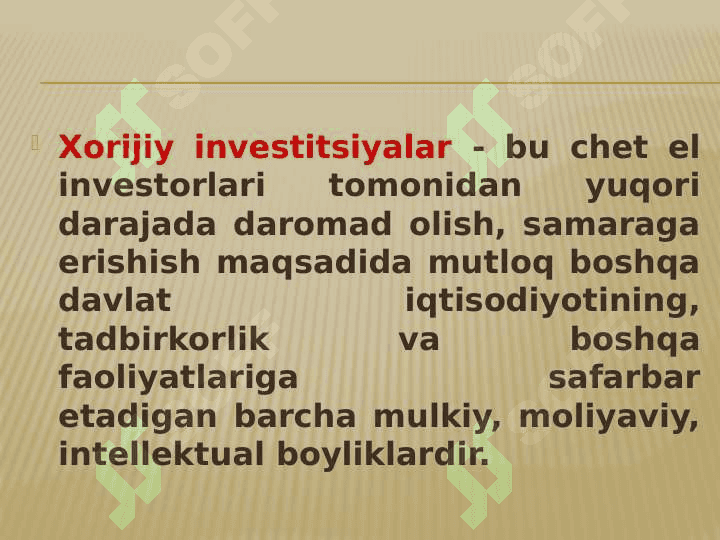 Xorijiy investitsiylar 2