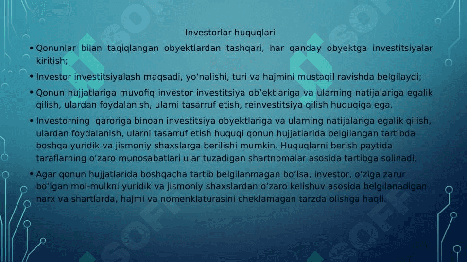 Investorlarning turlari, investitsiyalarning YaIMdagi roli 3