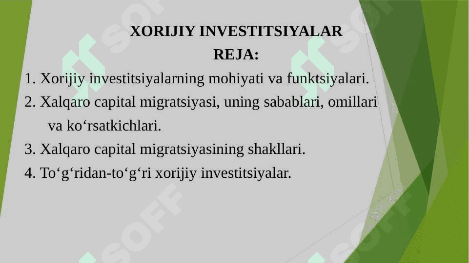 Xorijiy investitsiyalar 2