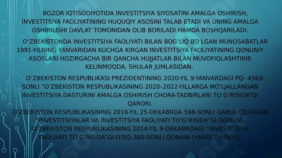 O‘zbekiston respublikasining investitsion tizimi 3