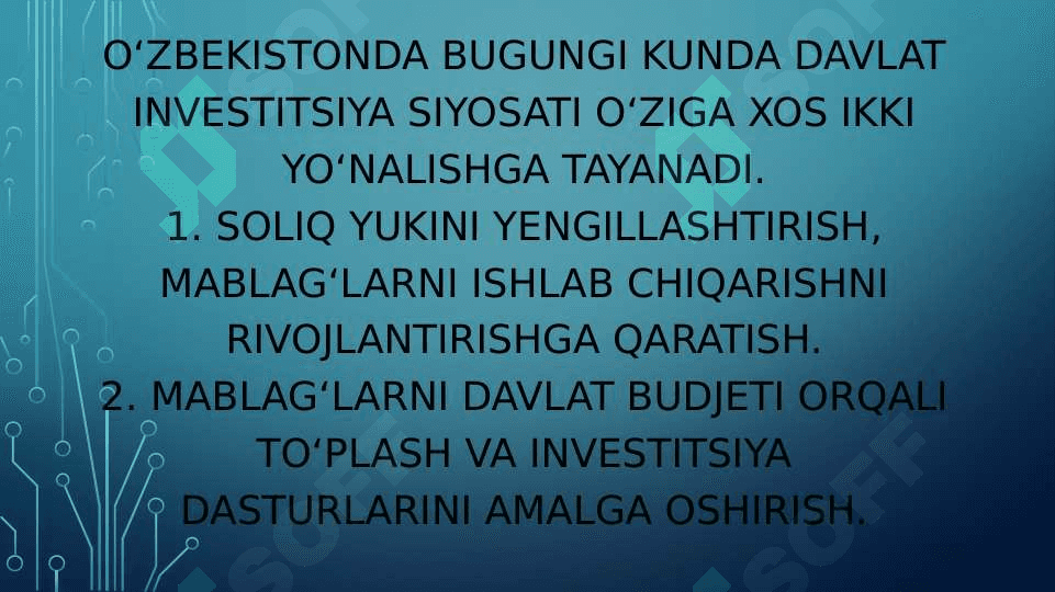 O‘zbekiston respublikasining investitsion tizimi 7